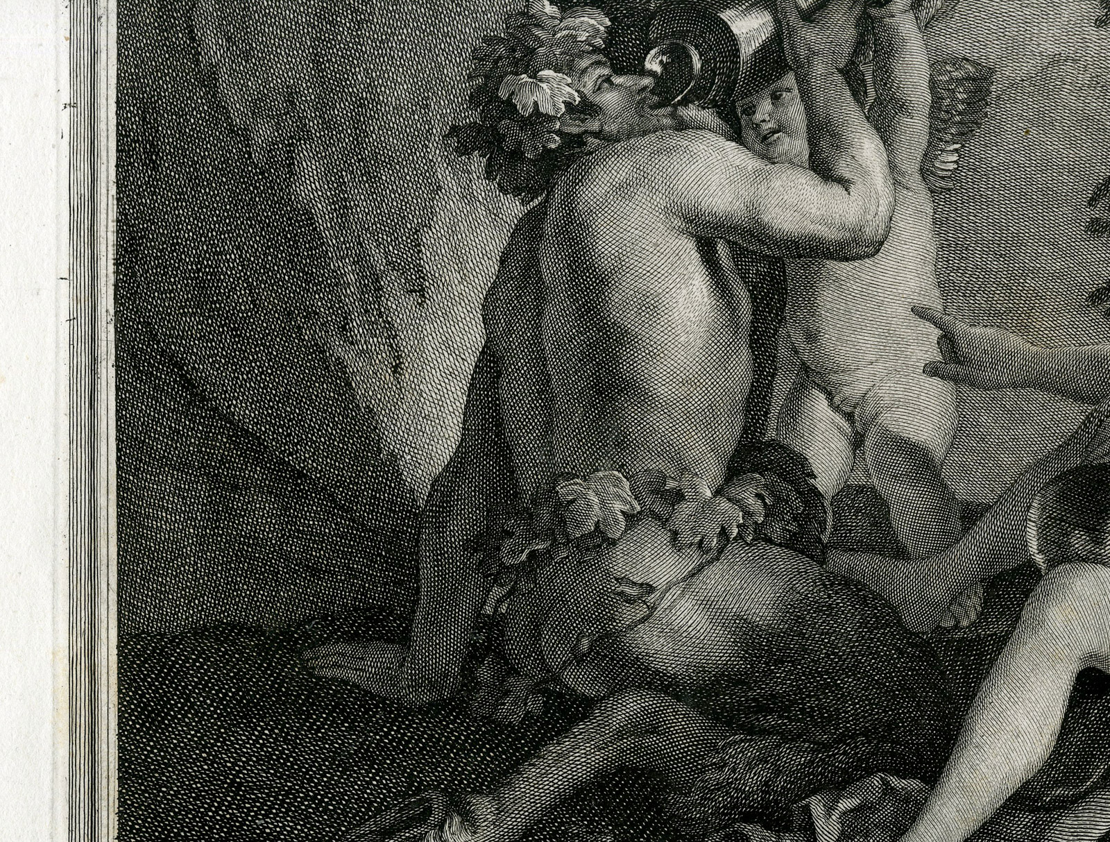 , Antique Master Print-DRINKING-FAUN-NYMPH-ANGEL-Coelemans-Poussin-1767, Pictura Antique Prints