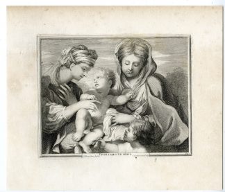 Antique Master Print-SAINT CATHERINE RECEIVING RING-JESUS-Coelemans-Bourdon-1767