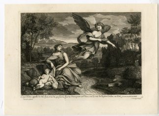 Antique Master Print-AGAR-ANGEL-GOD'S PROTECTION-HEALING-Coelemans-Loyr-1767