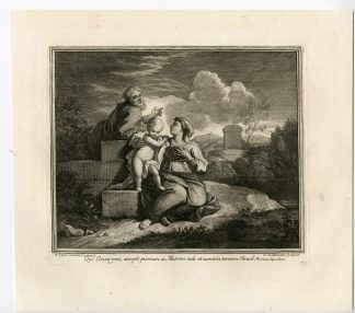 Antique Master Print-HOLY FAMILY-JESUS-RETURN TO ISRAEL-Coelemans-Loyr-1767