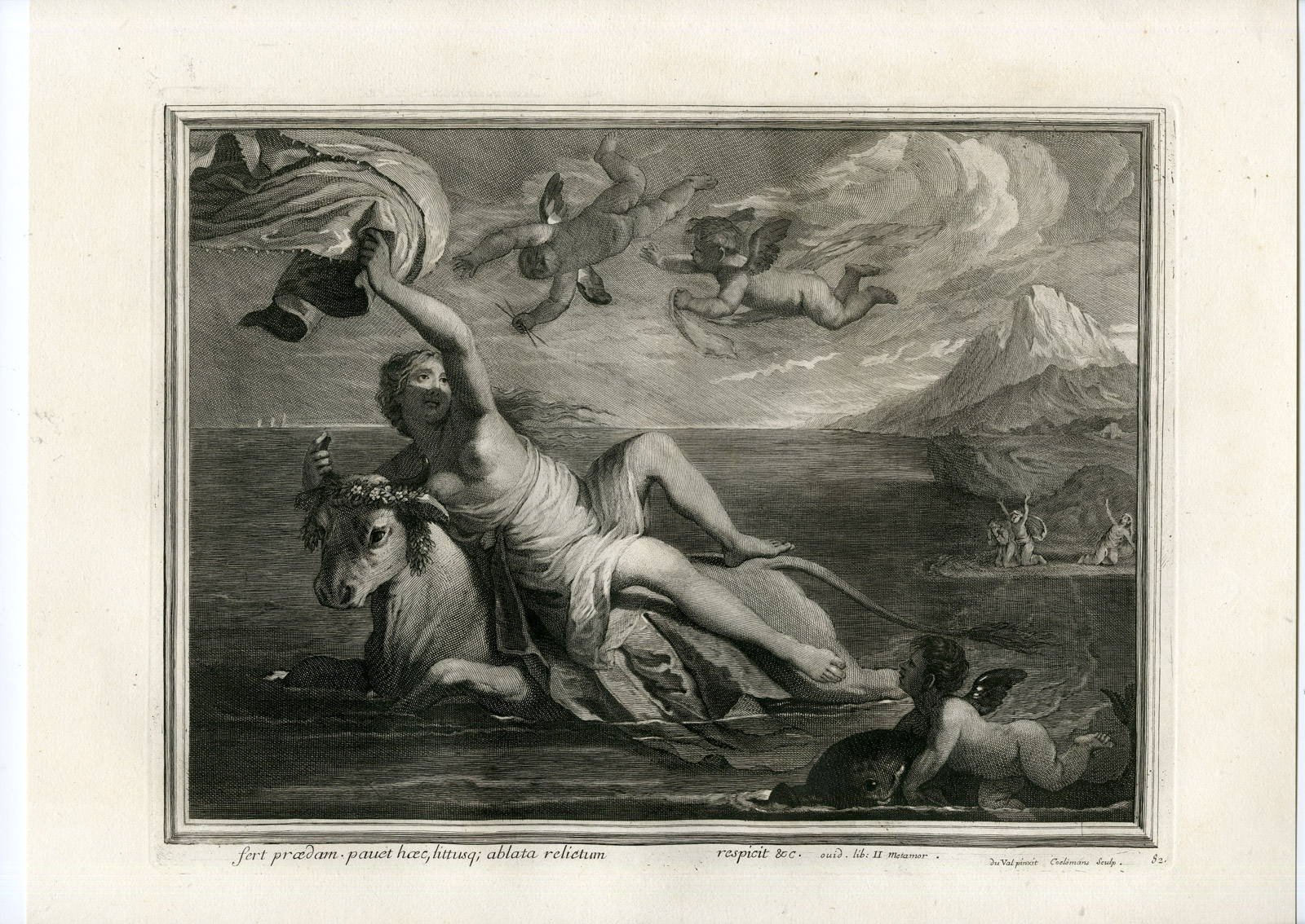 , Antique Master Print-ZEUS ABDUCTING EUROPA AS A BULL-Coelemans-Duval-1767, Pictura Antique Prints