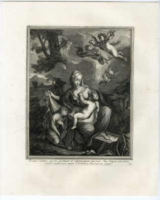 Antique Master Print-HOLY VIRGIN-BREASTFEEDING JESUS-ST JOHN-Coelemans-Ruel-1767