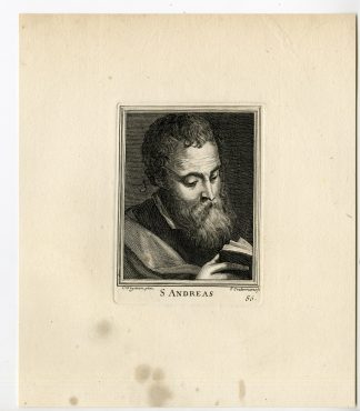 Antique Master Print-SAINT ANDREW-READING-BOOK-Coelemans-Vignon-1767