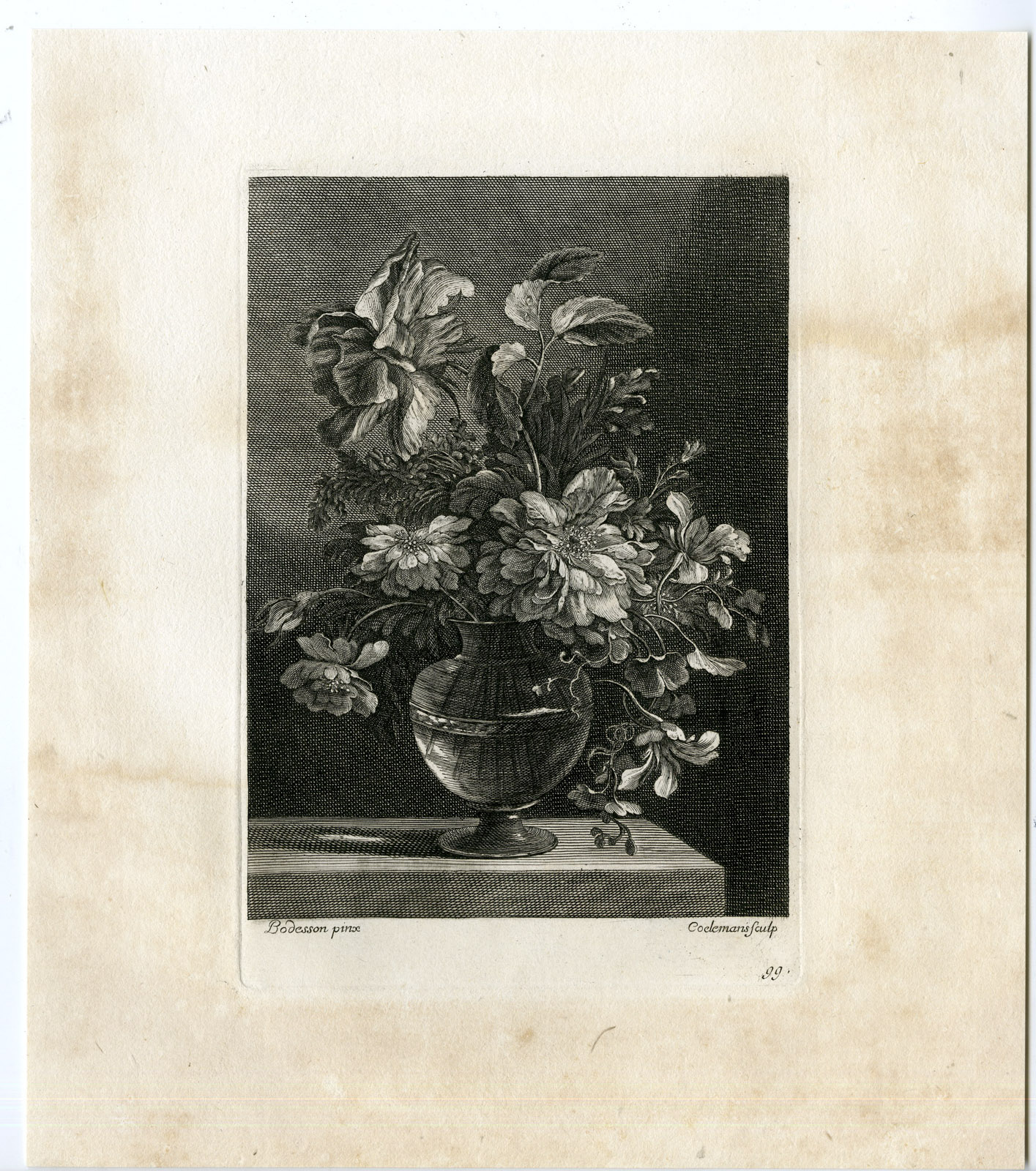 , Antique Master Print-STILL LIFE-ANEMONE-JASMINE-FLOWERS-Coelemans-Baudesson-1767, Pictura Antique Prints