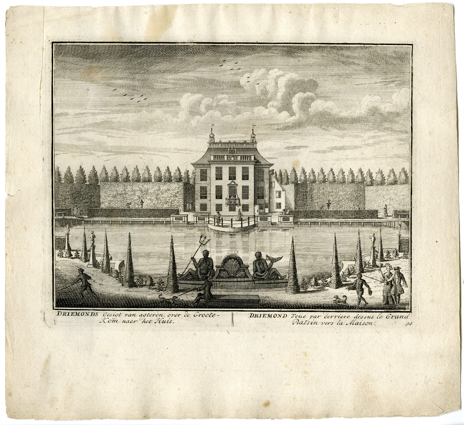 , Antique Print-DRIEMOND ESTATE-GARDENS-WEESP-VECHT-94-Stoopendaal-1719, Pictura Antique Prints