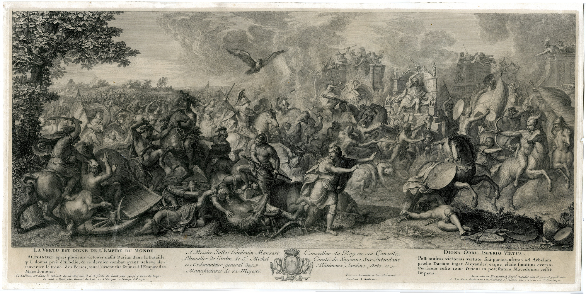 3-Antique Master Prints-ALEXANDER THE GREAT-BATTLES-Audran-Le Brun-c.1699 - Image 2