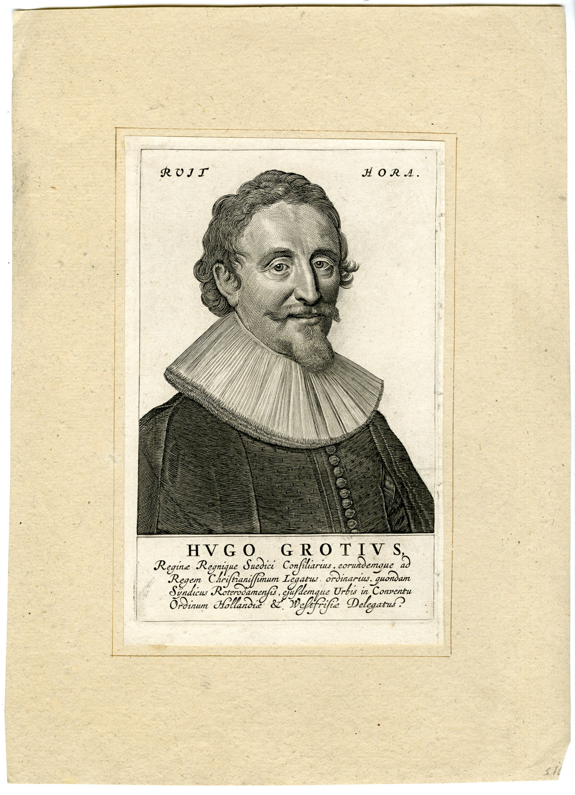 , Rare-Antique Master Print-PORTRAIT HUGO DE GROOT-GROTIUS-Mierevelt-c.1631, Pictura Antique Prints