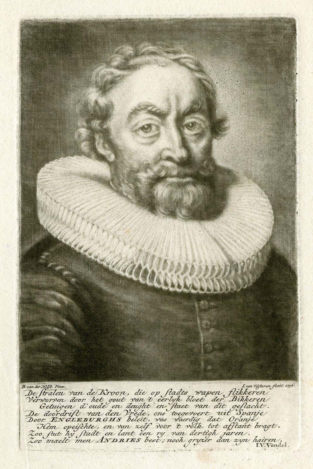 , Rare-Antique Master Print-PORTRAIT-ANDRIES BICKER-van Vilsteren-van der Helst-1756, Pictura Antique Prints