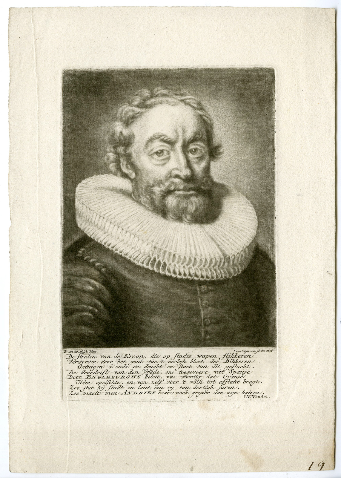 , Rare-Antique Master Print-PORTRAIT-ANDRIES BICKER-van Vilsteren-van der Helst-1756, Pictura Antique Prints