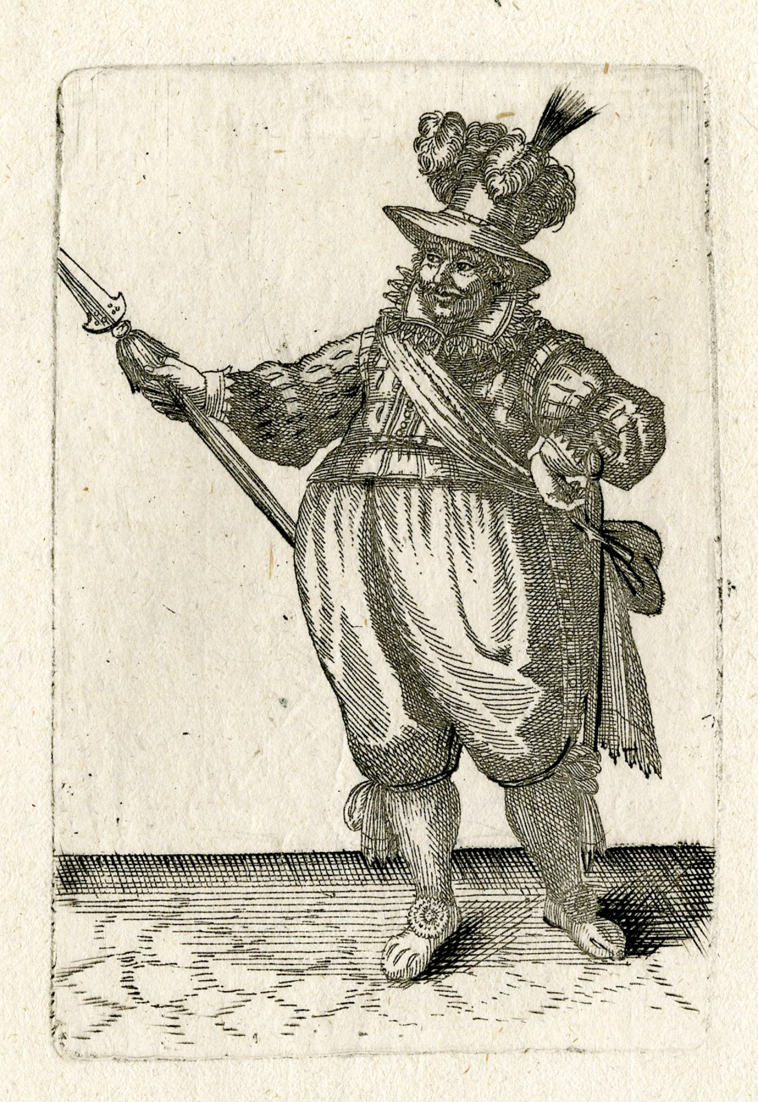 , Rare-Antique Master Print-MILITARY FIGURE-Anonymous-17th.c., Pictura Antique Prints
