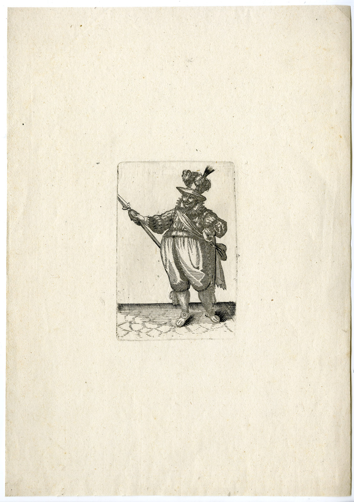 , Rare-Antique Master Print-MILITARY FIGURE-Anonymous-17th.c., Pictura Antique Prints