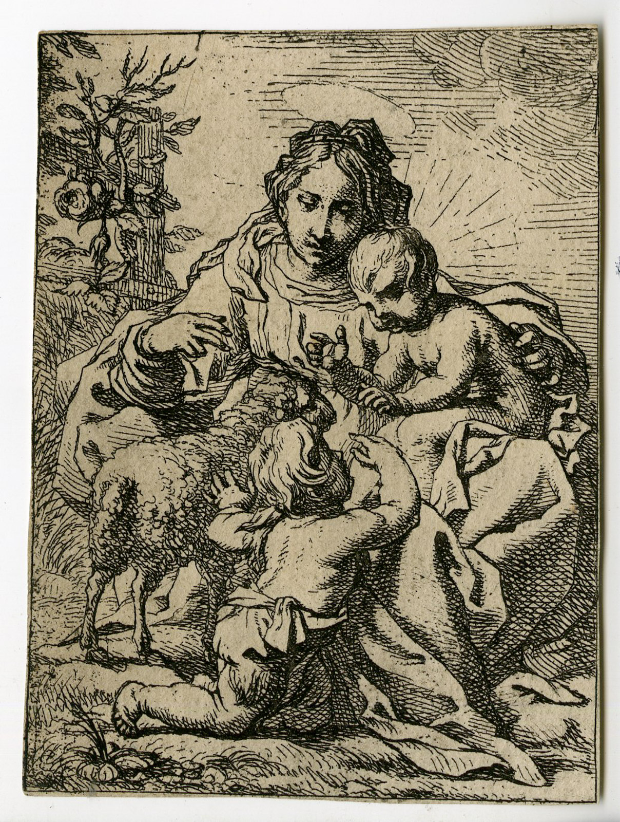 , Rare-Antique Master Print-SHEEP-MADONNA-ST. JOHN-Schut-1615, Pictura Antique Prints