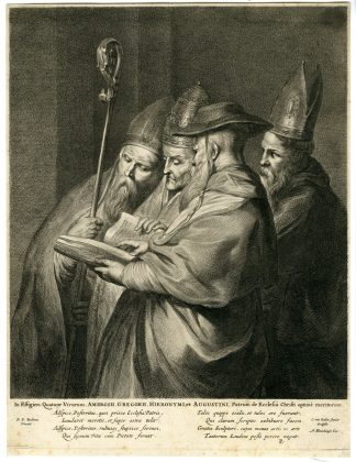 Rare-Antique Master Print-SAINT-AMBROSE-GREGORY-AUGUSTINE-Dalen-Rubens-1665