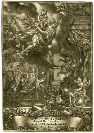 Rare-Antique Master Print-ALLEGORY-LEOPOLD JOSEPH OF AUSTRIA-Anonymous-c.1690