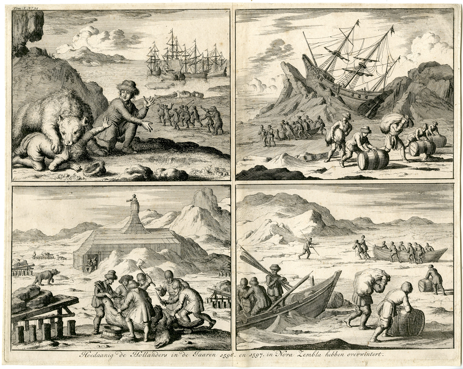 , Rare-Antique Master Print-NOVA ZEMBLA-WINTER-BARENTZN-EXPLORATION-Anonymous, Pictura Antique Prints