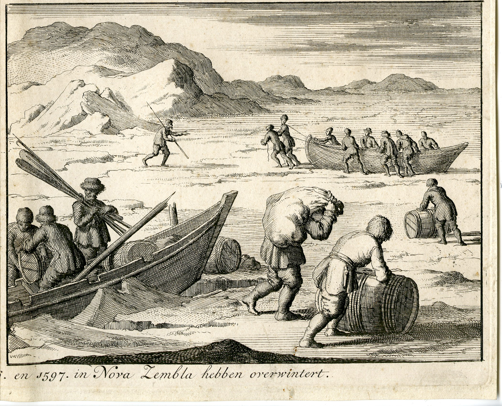, Rare-Antique Master Print-NOVA ZEMBLA-WINTER-BARENTZN-EXPLORATION-Anonymous, Pictura Antique Prints