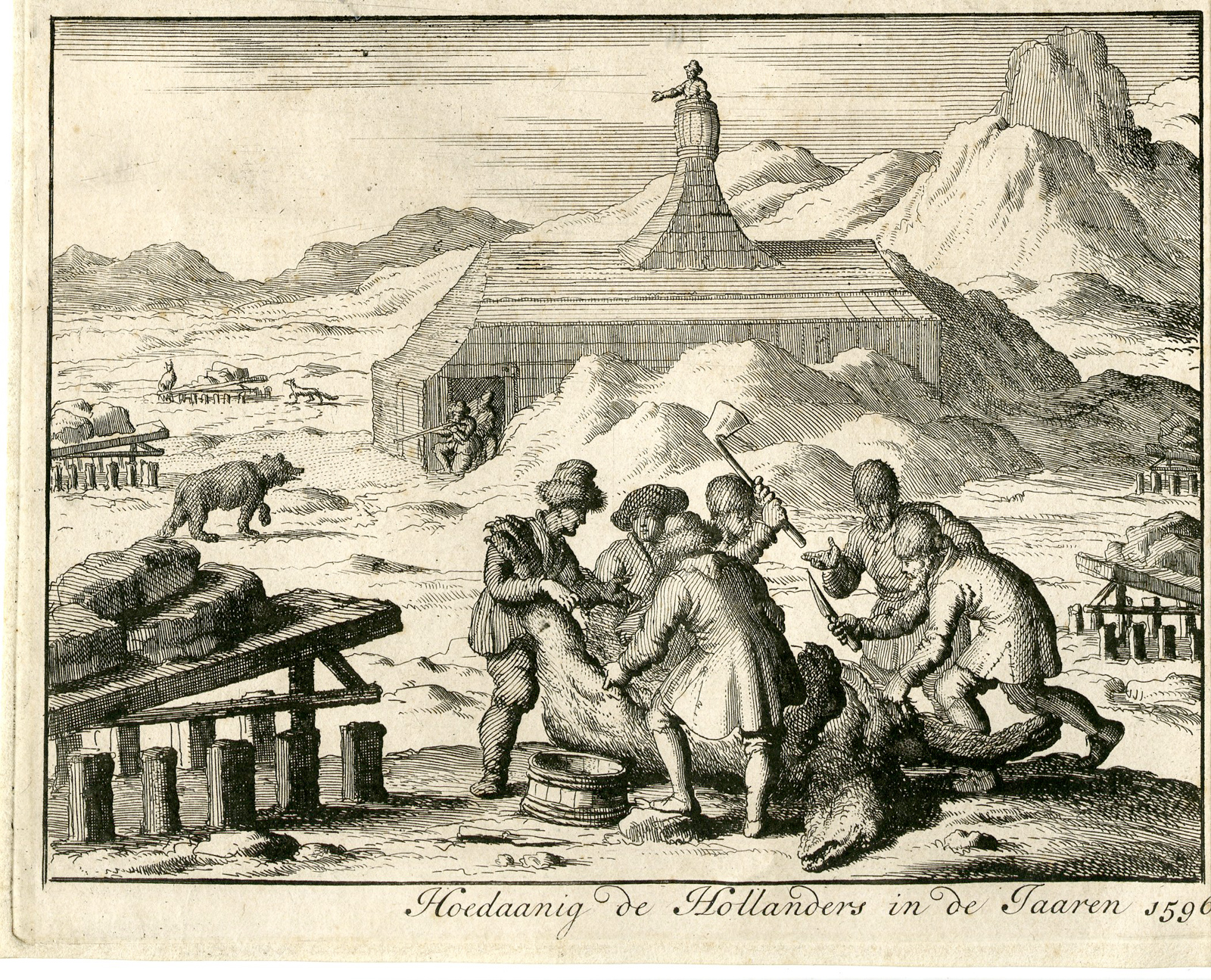 , Rare-Antique Master Print-NOVA ZEMBLA-WINTER-BARENTZN-EXPLORATION-Anonymous, Pictura Antique Prints