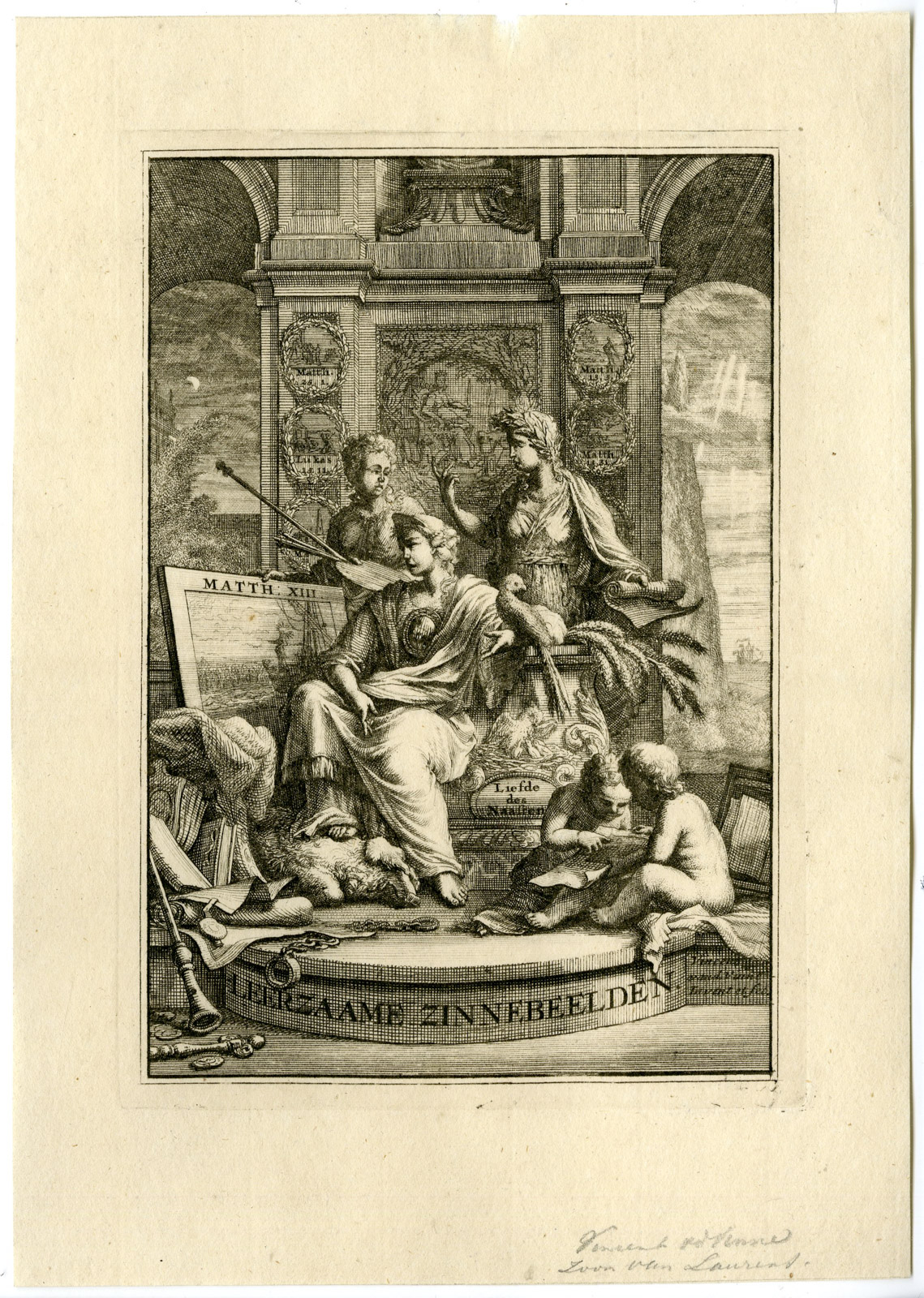 , Rare-Antique Master Print-ALLEGORY-EDUCATION-INSTRUCTION-Vinne II-1758, Pictura Antique Prints