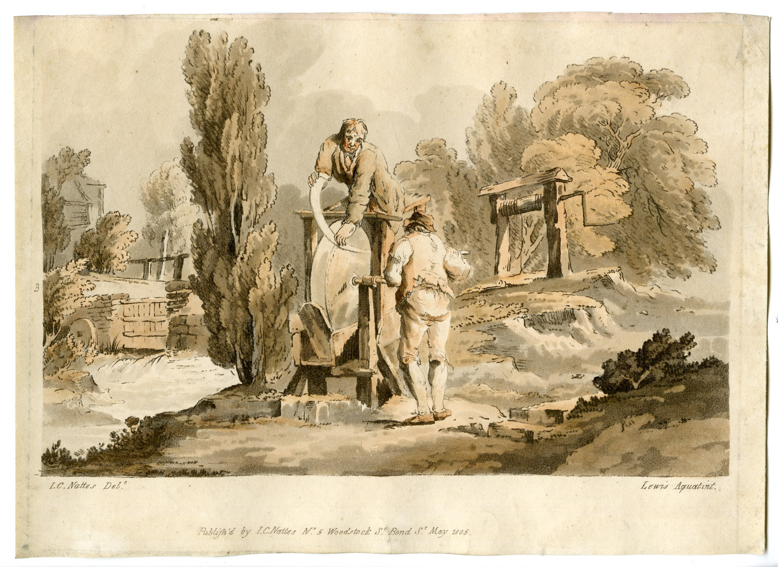 , Rare-Antique Master Print-LANDSCAPE-TOOL SHARPENING-GRINDER-Lewis-Nattes-1805, Pictura Antique Prints