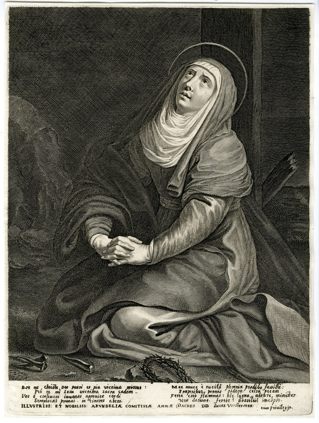 , Rare-Antique Master Print-MARY PRAYING TO GOD TO SAVE JESUS-Vorsterman-c.1650, Pictura Antique Prints