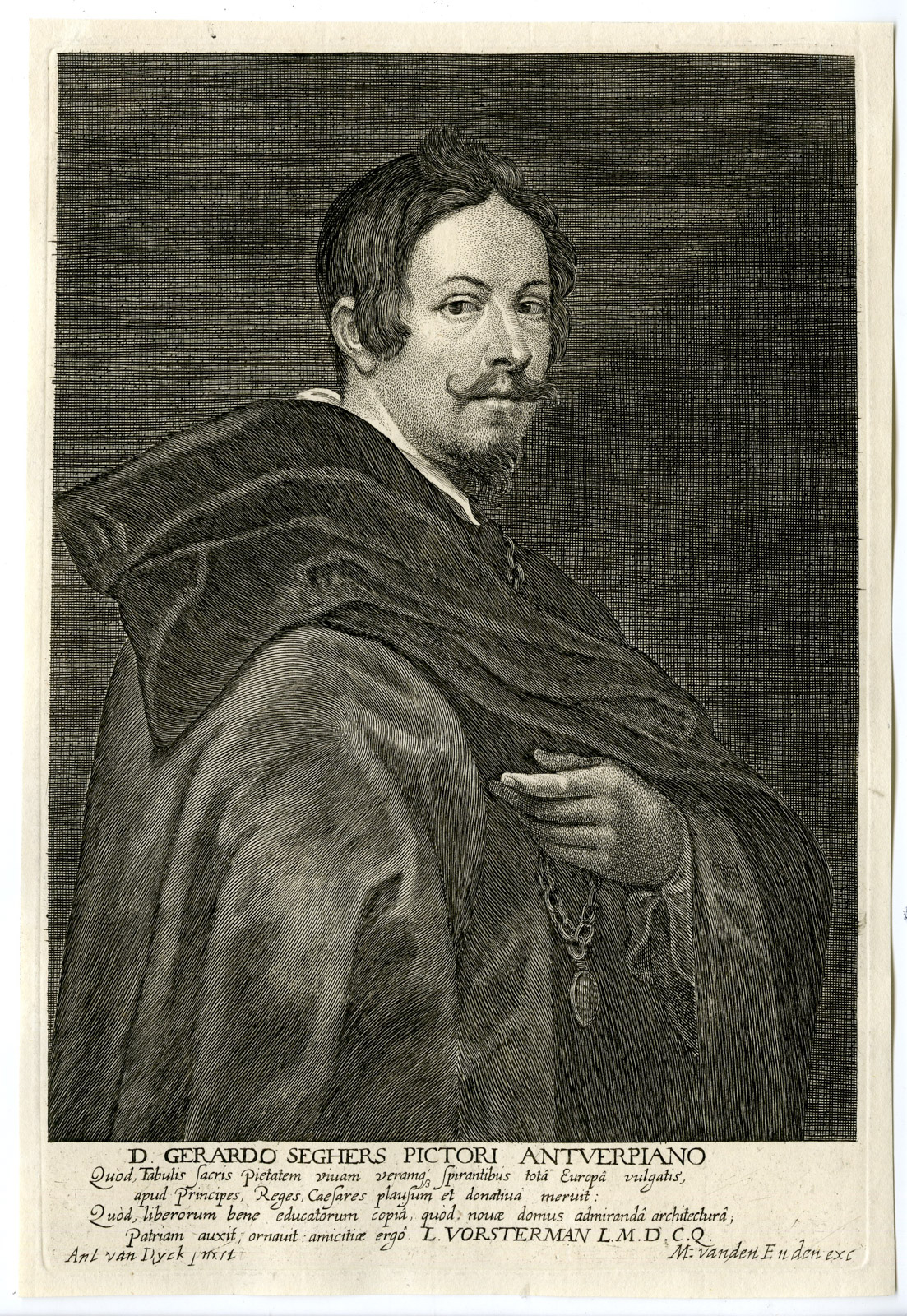 , Antique Master Print-PORTRAIT-GERARD SEGHERS-PAINTER-Vorsterman-van Dijck-c.1650, Pictura Antique Prints