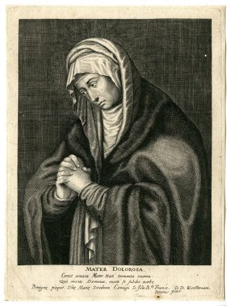 Rare-Antique Master Print-MARY-LADY OF SORROW-Vorsterman-c.1650