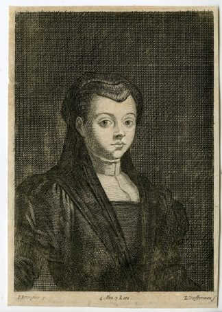 Rare-Antique Master Print-PORTRAIT-YOUNG WOMAN-Vorsterman-Brongius-1660