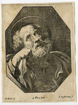 Rare-Antique Master Print-PORTRAIT-SAINT PETER-Vorsterman-Reni-1660