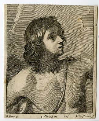 Rare-Antique Master Print-PORTRAIT-YOUNG DAVID-Vorsterman-Reni-1660