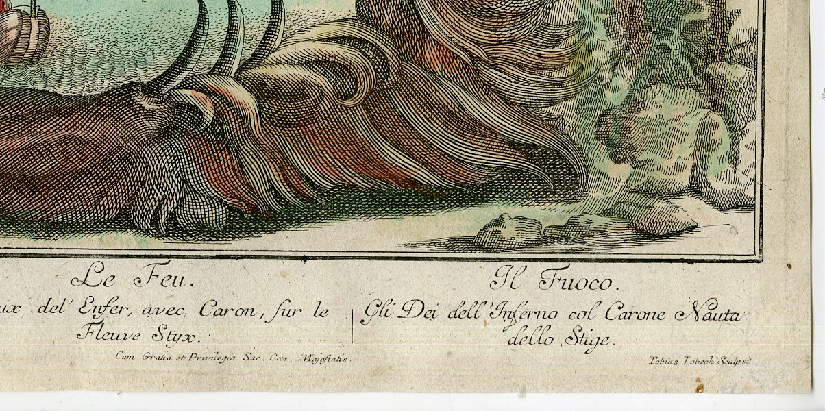 , Rare-Antique Master Print-FEU-FIRE-DEVIL-MOUTH OF HELL-Lobeck-Burnacini-c.1750, Pictura Antique Prints