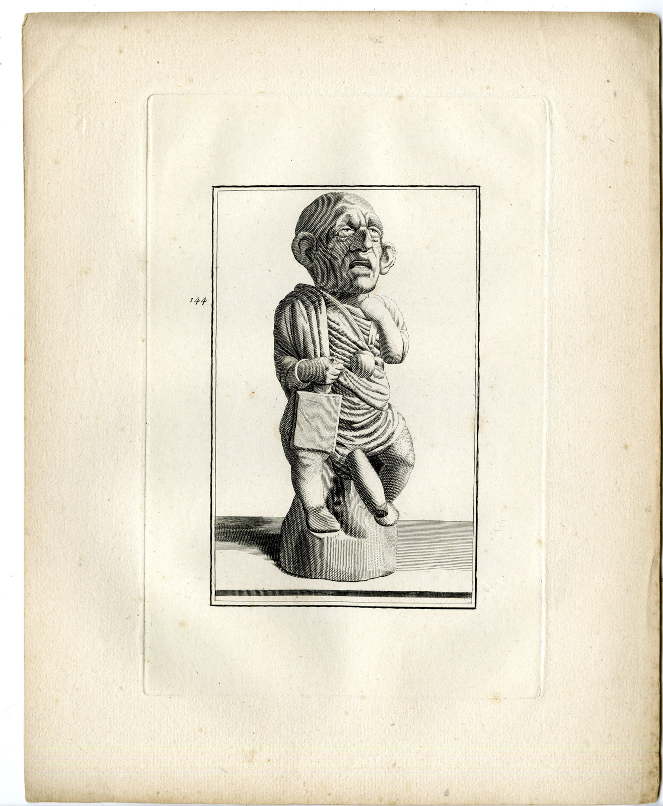 , Rare-Antique Master Print-STATUE-MIDGET-MISFORMED MAN-HERCULEUM-David-Sylvain-1785, Pictura Antique Prints