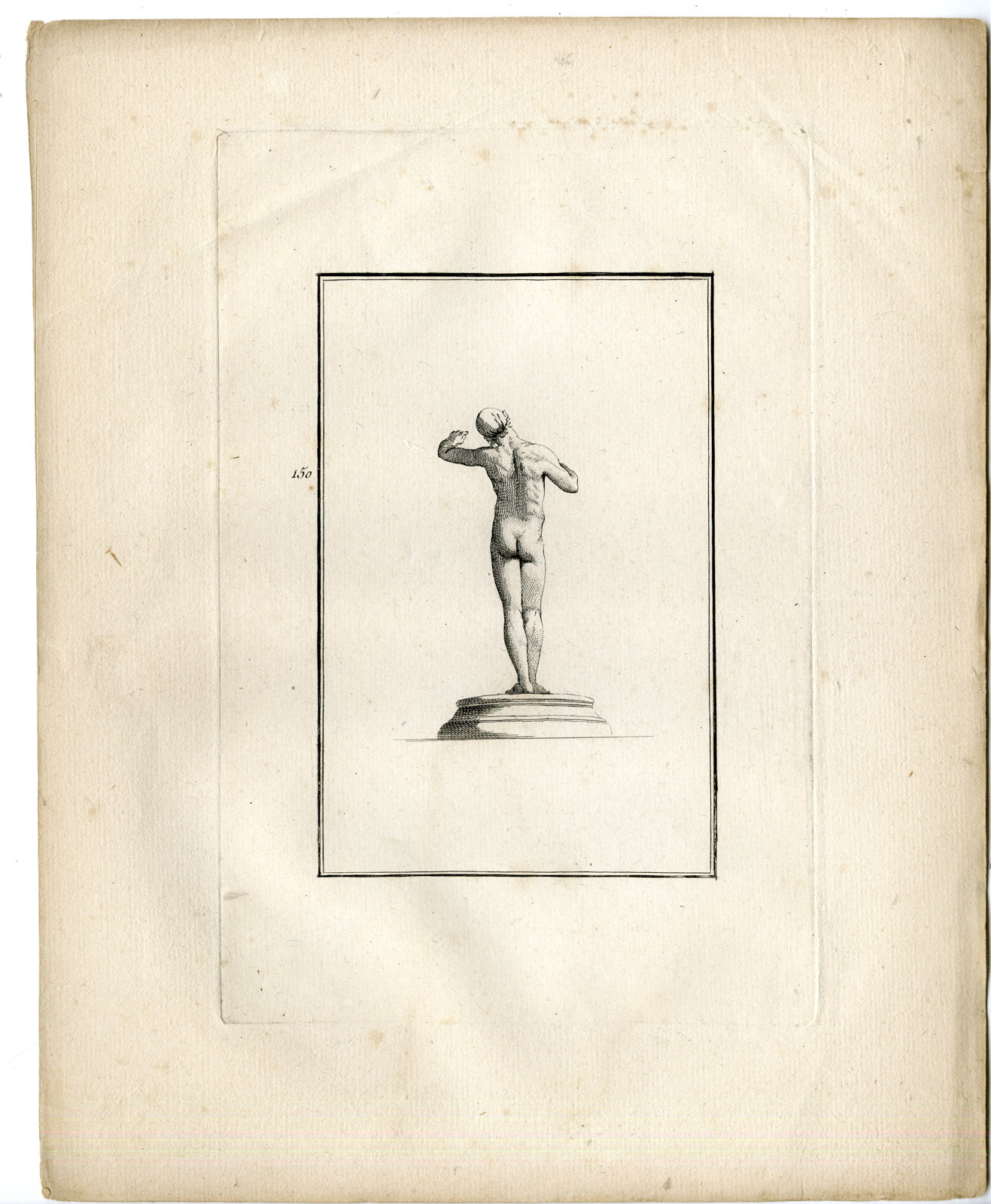 , Rare-Antique Master Print-STATUE-NUDE-HERCULEUM-David-Sylvain-1781, Pictura Antique Prints