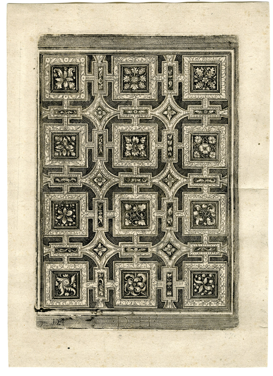 , Rare-Antique Master Print-ARCHITECTURE-CEILING DESIGN-Hopfer-c.1505, Pictura Antique Prints