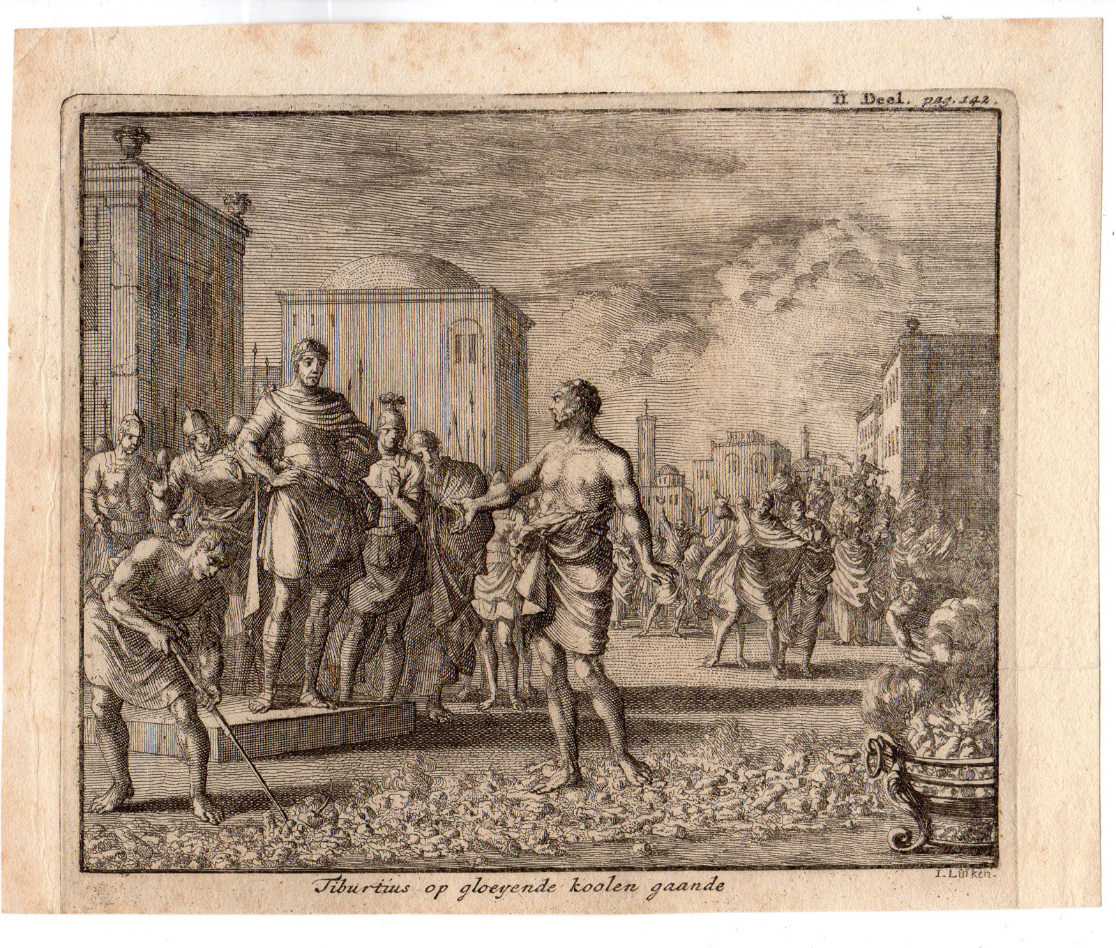 RB 2103 416x353 Antique Print-TIBURTIUS-BAREFOOT-GLOWING COALS-CROWD WATCHING-Luyken-ca 1685