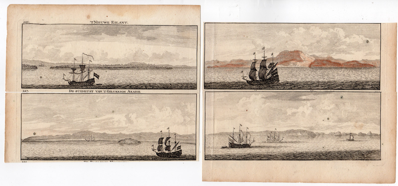 , 4-Antique Prints-COAST OF ARABIA-PRINSEN EILAND-KISMUS-ISLANDS-de Bruyn-1711, Pictura Antique Prints