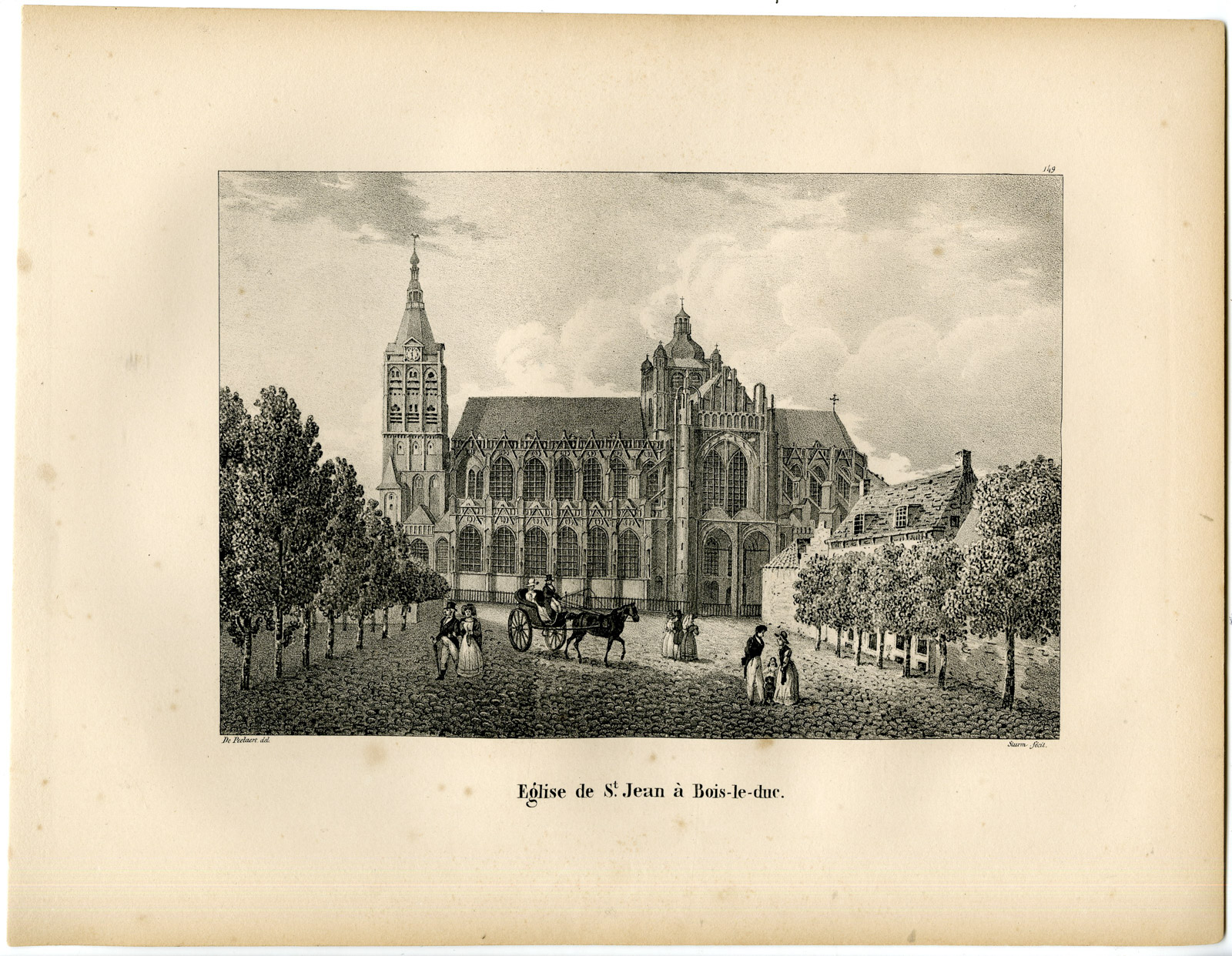 , Antique Print-ST. JAN CATHEDRAL-S-HERTOGENBOSCH-Sturm-Cloet-1825, Pictura Antique Prints