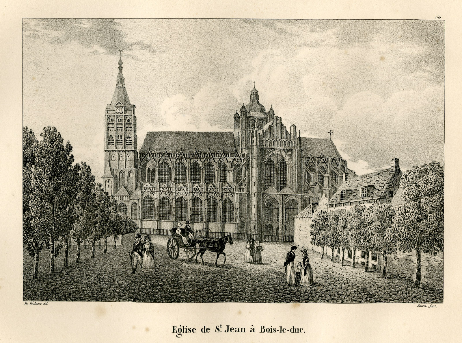 , Antique Print-ST. JAN CATHEDRAL-S-HERTOGENBOSCH-Sturm-Cloet-1825, Pictura Antique Prints