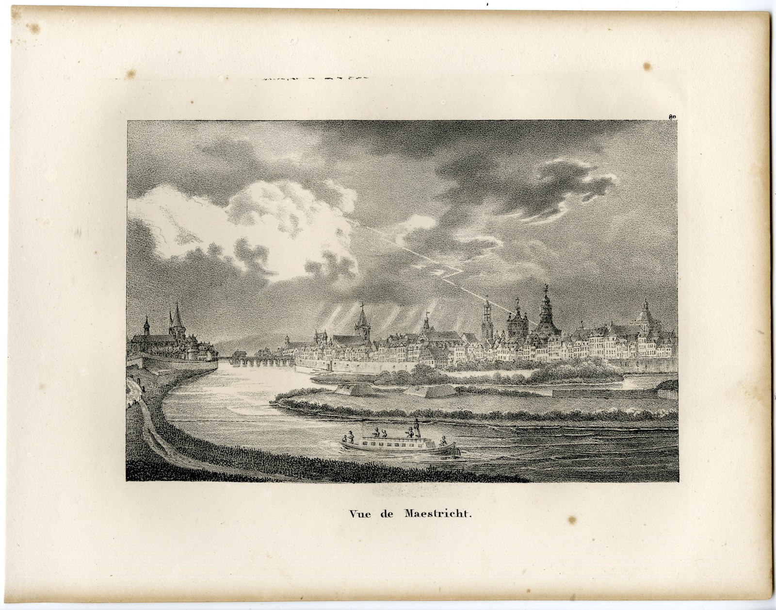 , Antique Print-MAASTRICHT-LIMBURG-MAAS RIVER-VIEW-Cloet-1825, Pictura Antique Prints