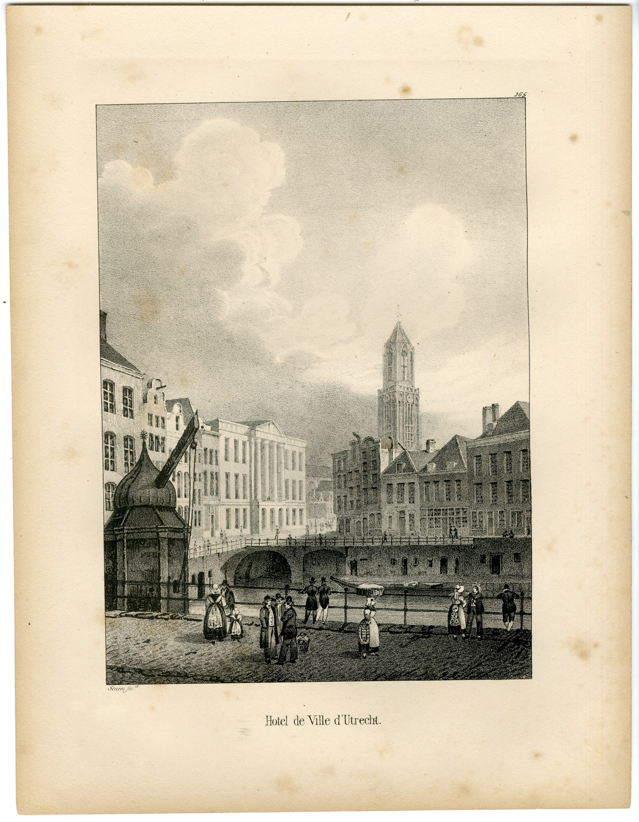, Antique Print-UTRECHT-HOTEL DE VILLE-CITY HALL-Sturm-Cloet-1825, Pictura Antique Prints