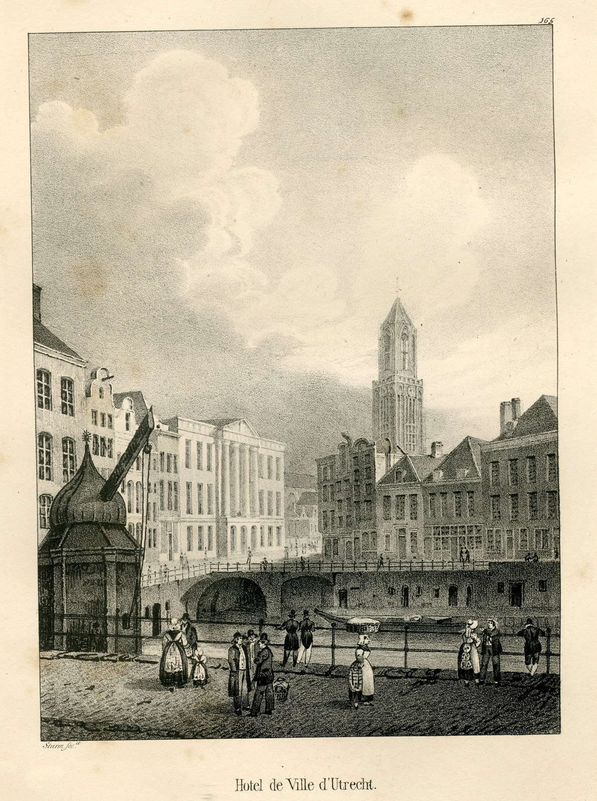 , Antique Print-UTRECHT-HOTEL DE VILLE-CITY HALL-Sturm-Cloet-1825, Pictura Antique Prints