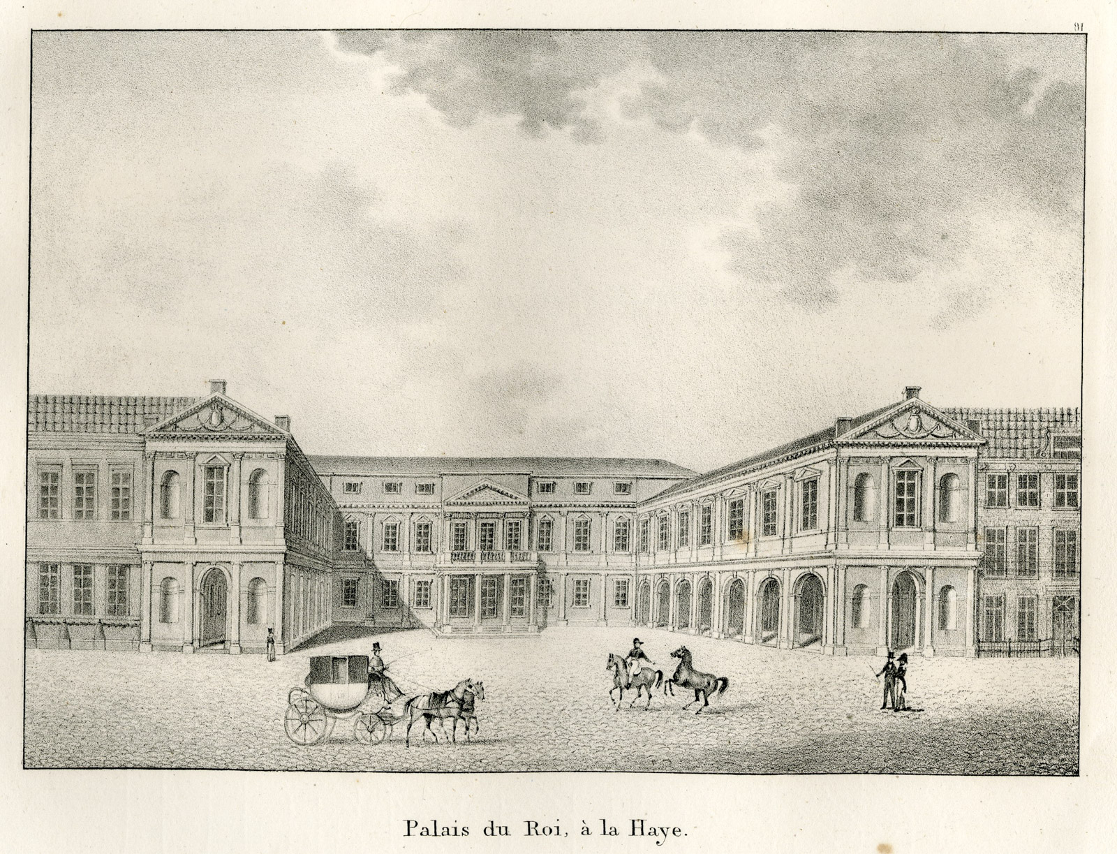 , Antique Print-THE HAGUE-KING-ROYAL PALACE-Cloet-1825, Pictura Antique Prints
