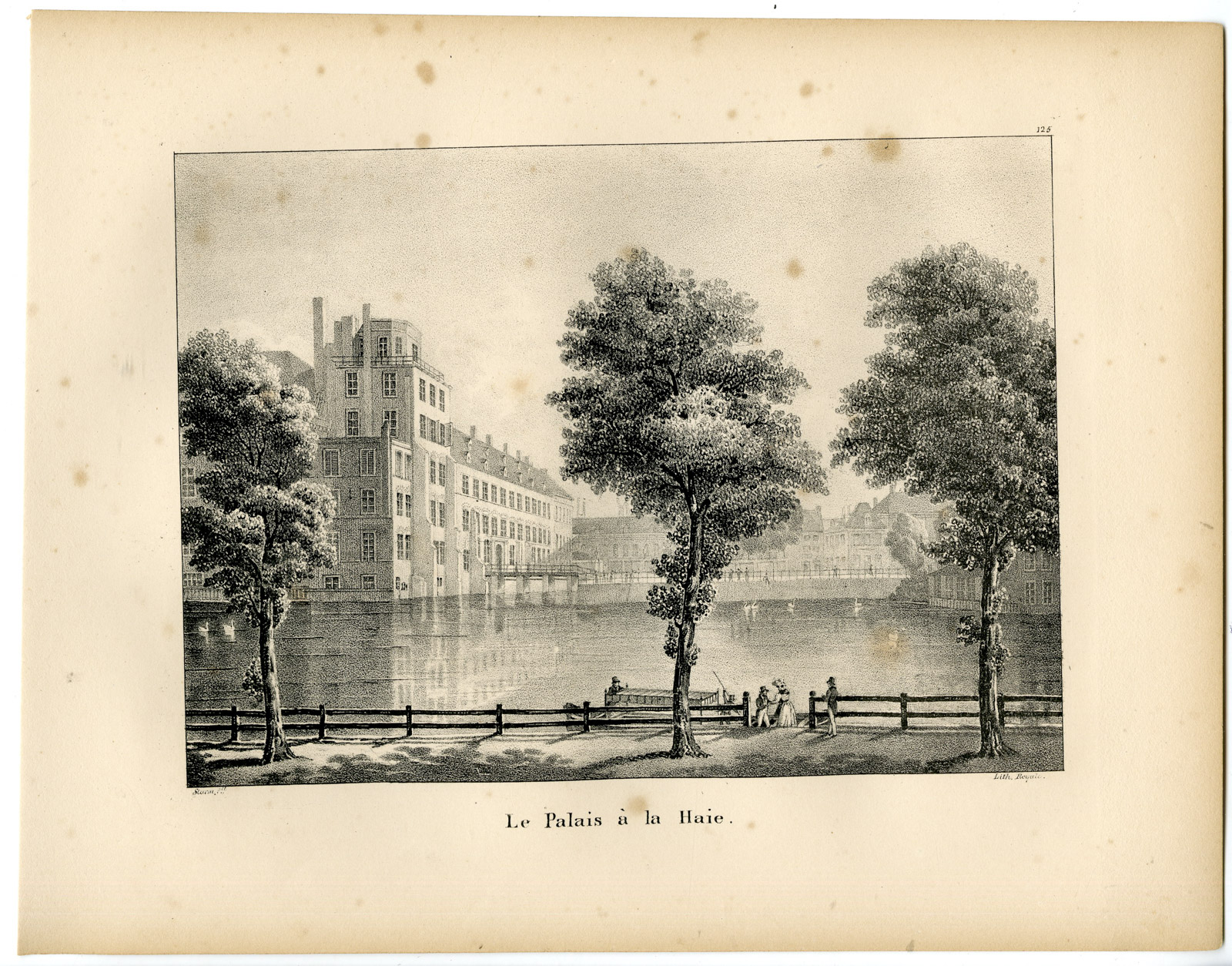 , Antique Print-THE HAGUE-PALACE-BINNENHOF-Cloet-1825, Pictura Antique Prints