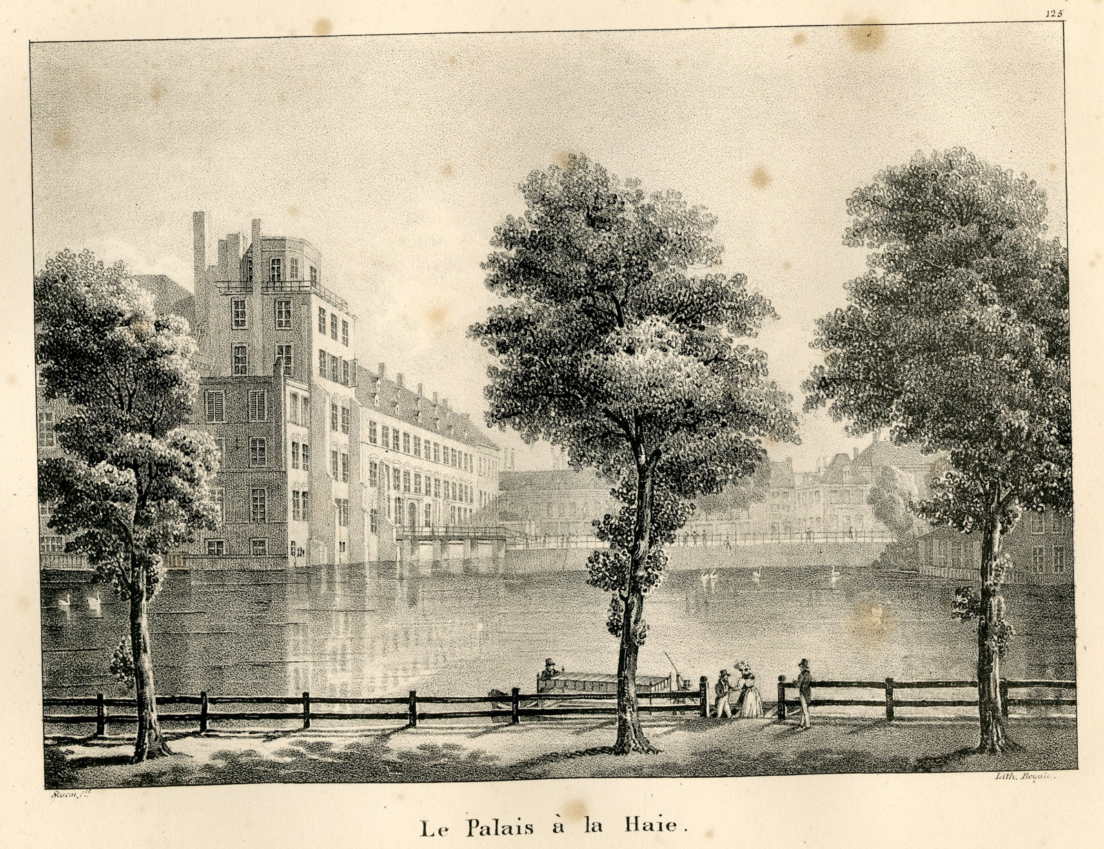 , Antique Print-THE HAGUE-PALACE-BINNENHOF-Cloet-1825, Pictura Antique Prints