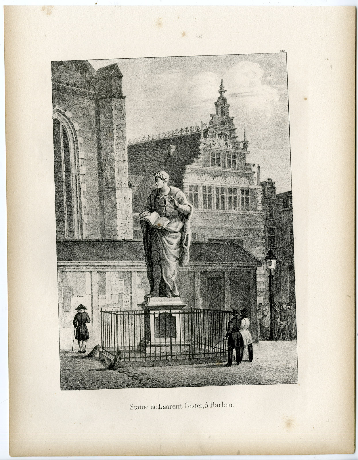 , Antique Print-HAARLEM-LAURENS JANSZOON COSTER-STATUE-Cloet-1825, Pictura Antique Prints
