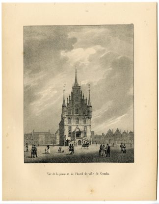 Antique Print-GOUDA-CITY HALL-MARKET SQUARE-Cloet-1825