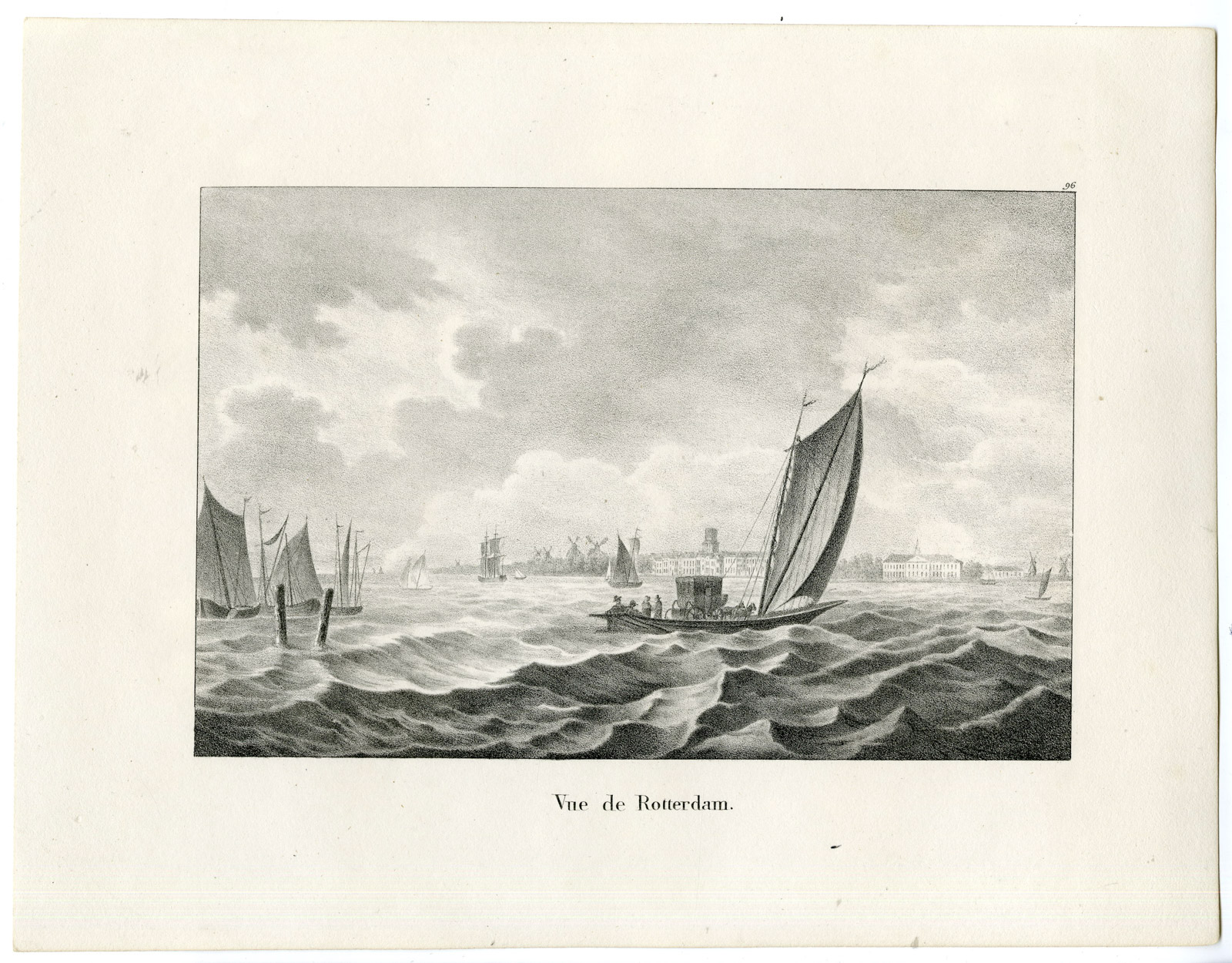 , Antique Print-ROTTERDAM-VIEW-BOATS-Cloet-1825, Pictura Antique Prints