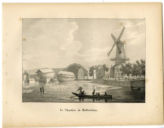Antique Print-ROTTERDAM-SHIPYARD-VIEW-Cloet-1825
