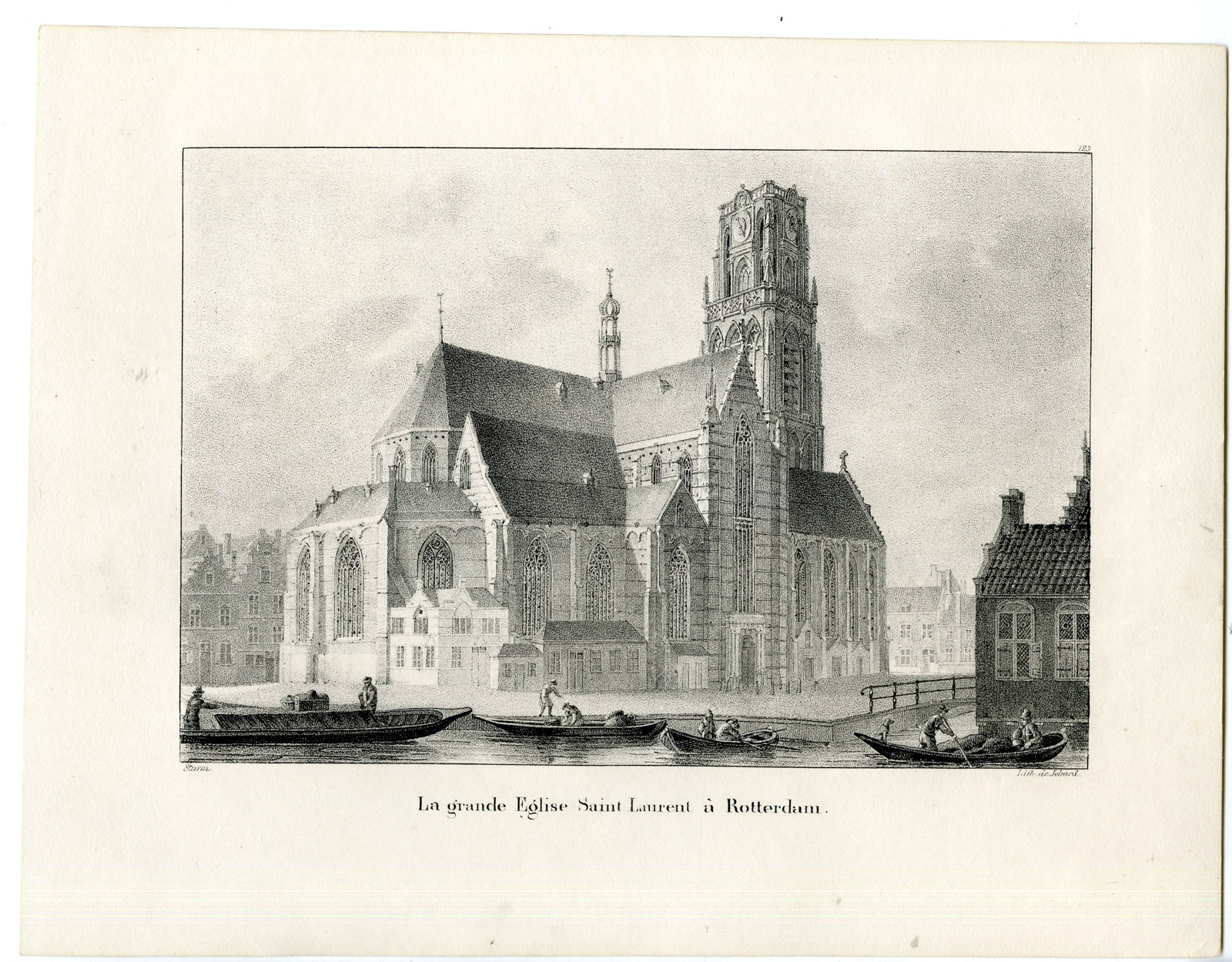 , Antique Print-ROTTERDAM-SINT LAURENSKERK-CHURCH-Jobard-Cloet-1825, Pictura Antique Prints