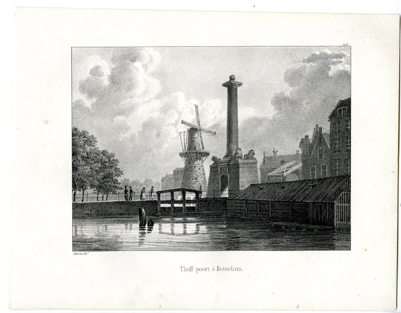 , Antique Print-ROTTERDAM-HOFPOORT-CITY GATE-Cloet-1825, Pictura Antique Prints