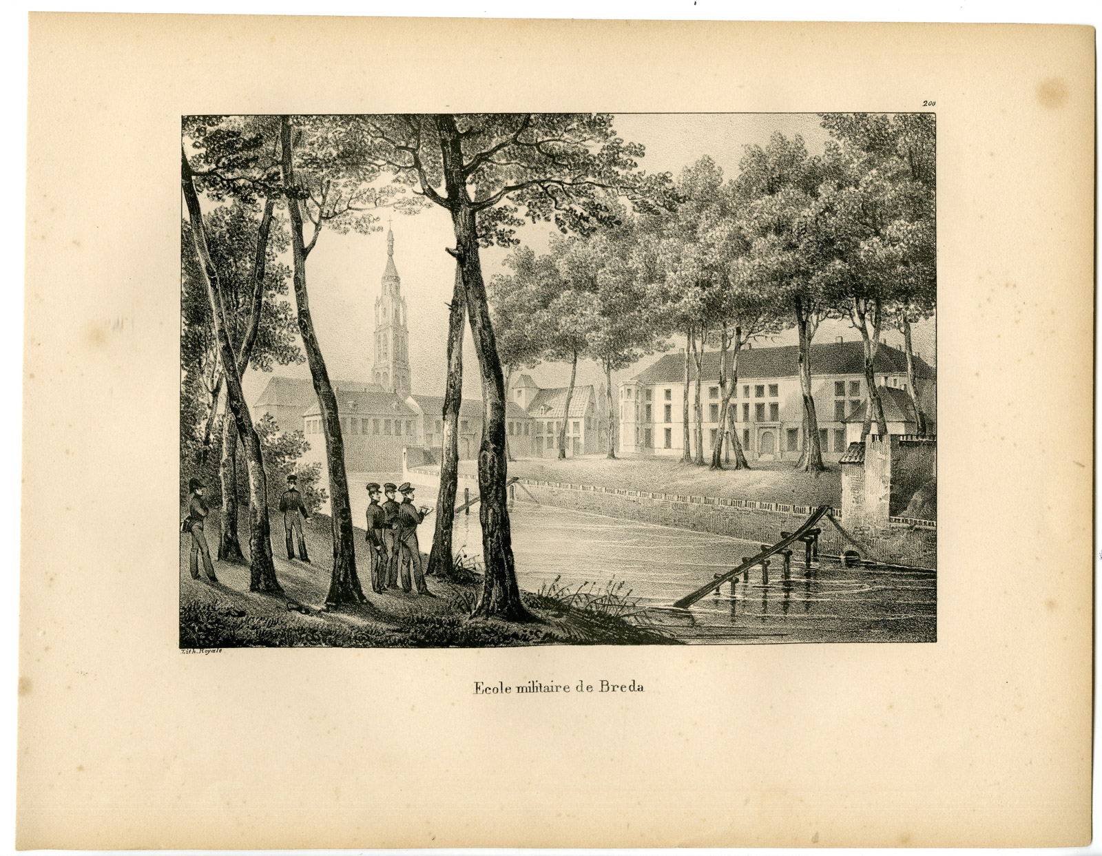 , Antique Print-MILITARY SCHOOL-ACADEMY-KMA-BREDA-Cloet-1825, Pictura Antique Prints